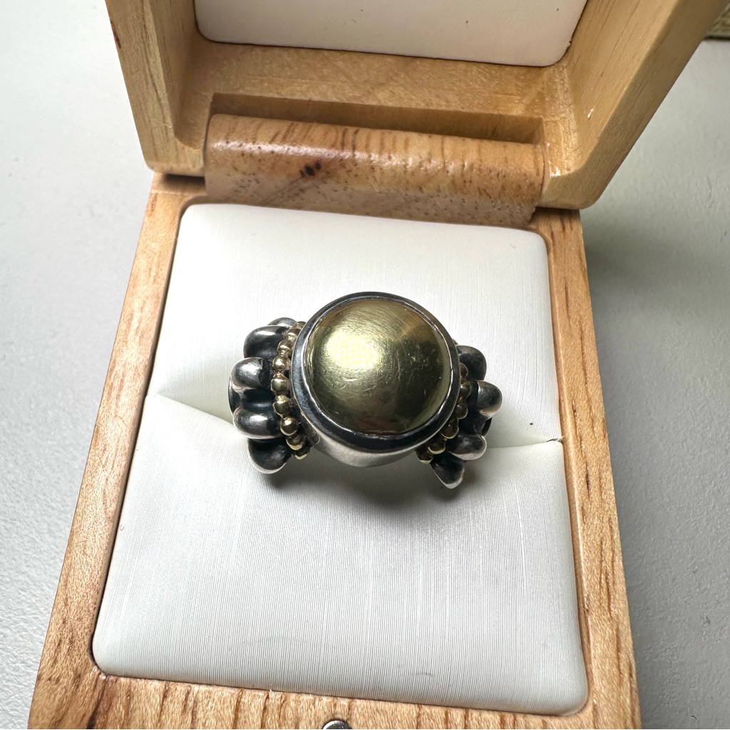 Lagos Caviar 925 And 18k Gold Ring
